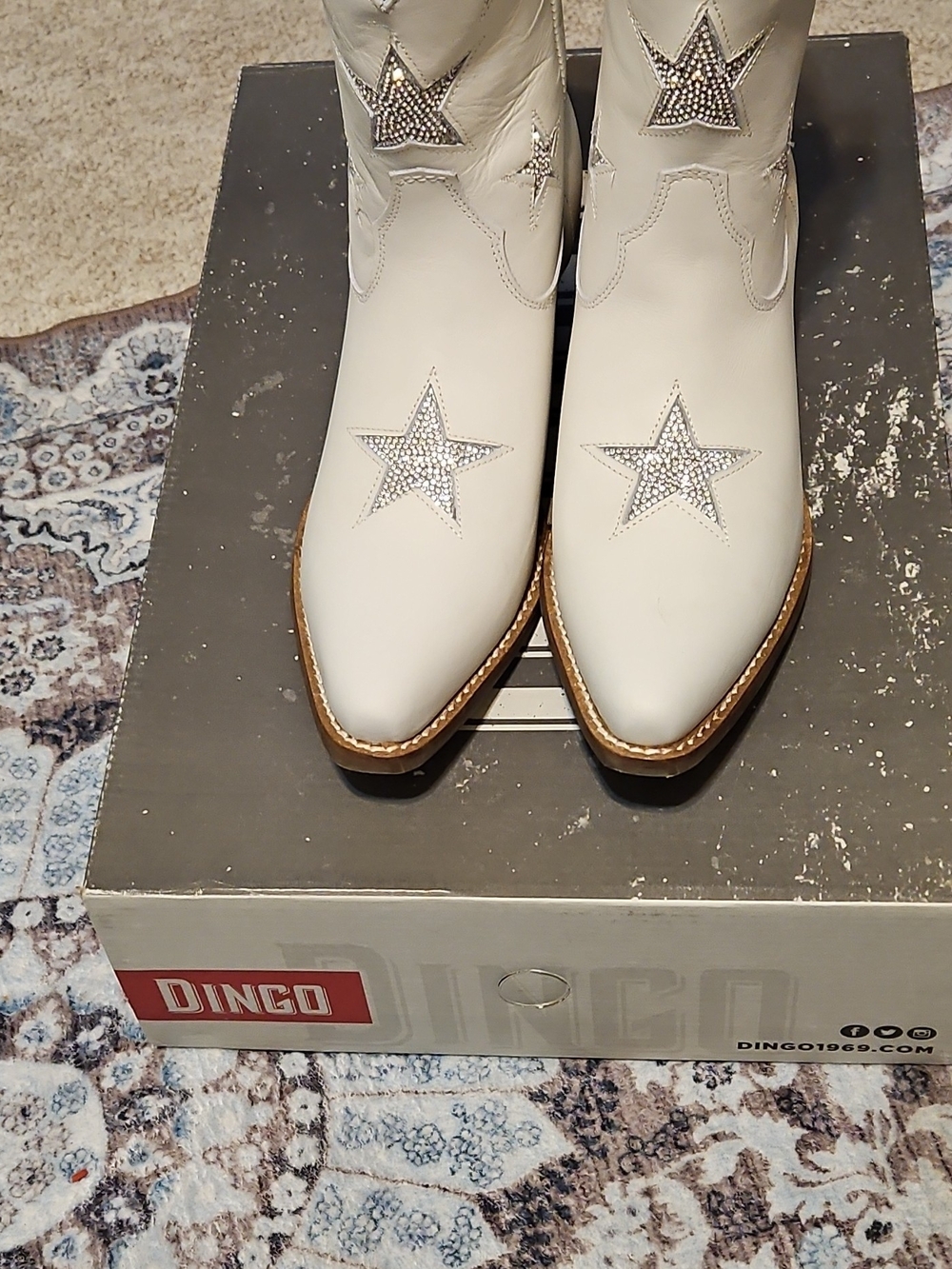dingo Cream Western Star Studded Heeled Boots - Picture 5 of 13